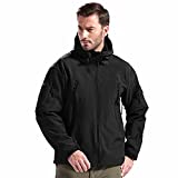 FREE SOLDIER Men's Softshell Hiking Jacket Waterproof Hooded Tactical Hunting Jacket (True Black, Large)