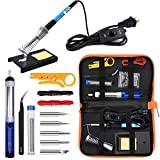 ANBES Soldering Iron Kit Electronics, 60W Adjustable Temperature Welding Tool, 5pcs Soldering Tips, Desoldering Pump, Soldering Iron Stand, Tweezers